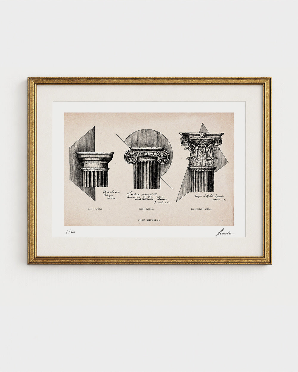 Stampa architettura classica su carta avoriata, variante calda – Ordo Aeternus art print