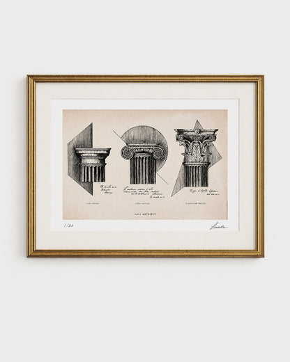 Stampa architettura classica su carta avoriata, variante calda – Ordo Aeternus art print