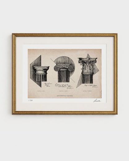 Stampa d’arte Architettura Classica su carta avoriata, variante di carta con tonalità calda