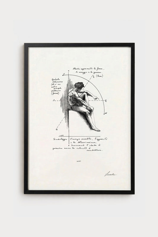 Ink illustration Ares - fine art print on white background, mythological symbology | Lorenzo Caia