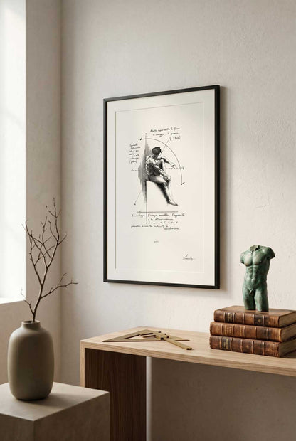 Framed Ares print in a contemporary setting on a wooden console - fine art wall art | Lorenzo Caia