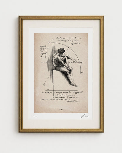 Stampa fine art "Cronos" in edizione limitata "Fondo d'Archivio" su carta cotone avoriata per un effetto antico. L'opera mitologica è incorniciata in oro, con passepartout, e numerata 1/20 con firma autografa.