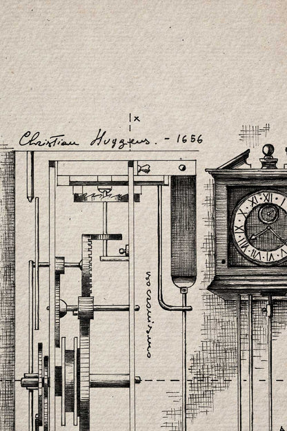 Ink detail Horologium Huygens — paper texture and line work quality | Lorenzo Caia