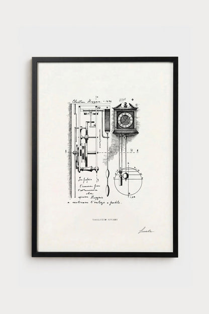Ink illustration Horologium Huygens - fine art print on white background, astronomy subject | Lorenzo Caia