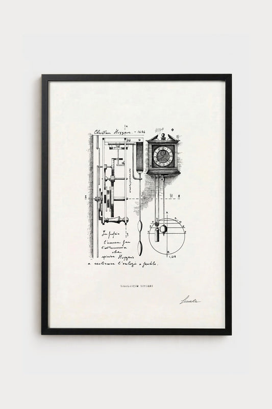 Ink illustration Horologium Huygens - fine art print on white background, astronomy subject | Lorenzo Caia