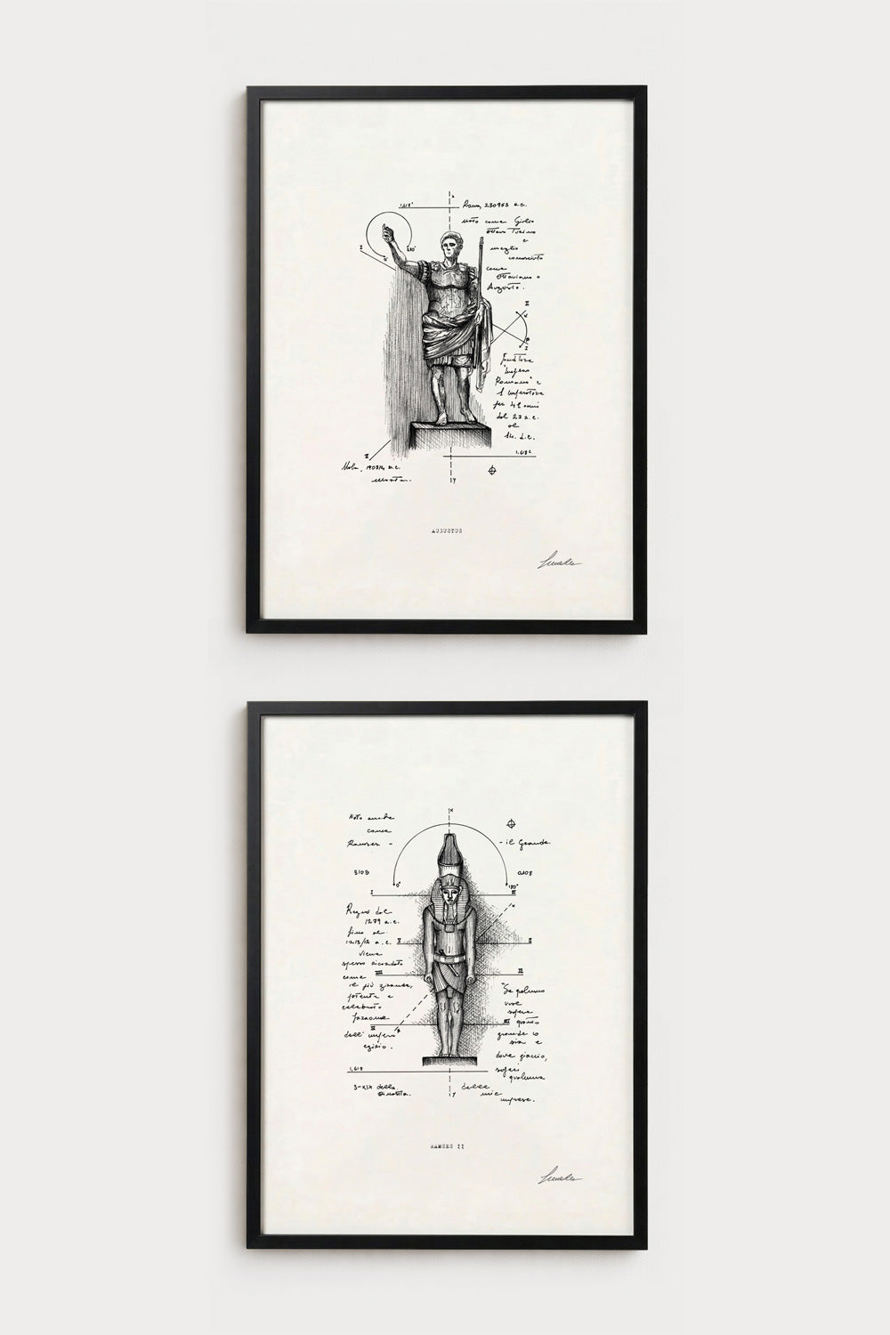 Fine art print bundle two vertical frames - historical and mythological prints on white background | Lorenzo Caia