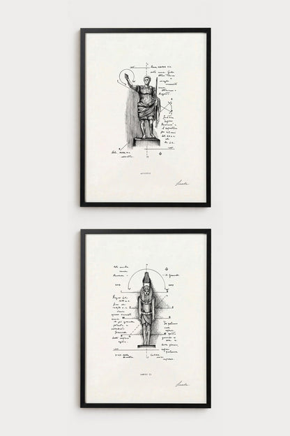 Fine art print bundle two vertical frames - historical and mythological prints on white background | Lorenzo Caia