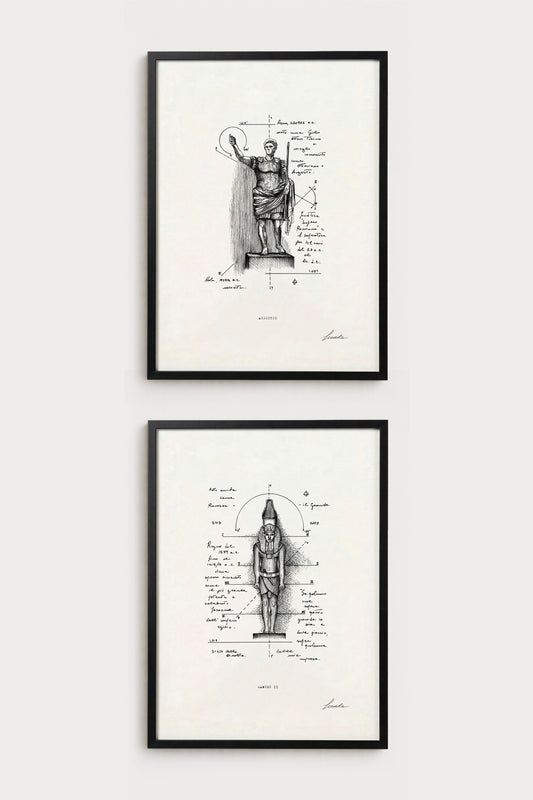 Fine art print bundle two vertical frames - historical and mythological prints on white background | Lorenzo Caia