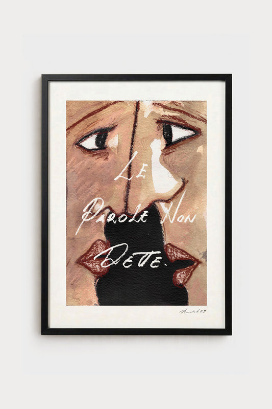 Collaboration Le parole non dette - ink illustration, joint artwork by two artists | Lorenzo Caia