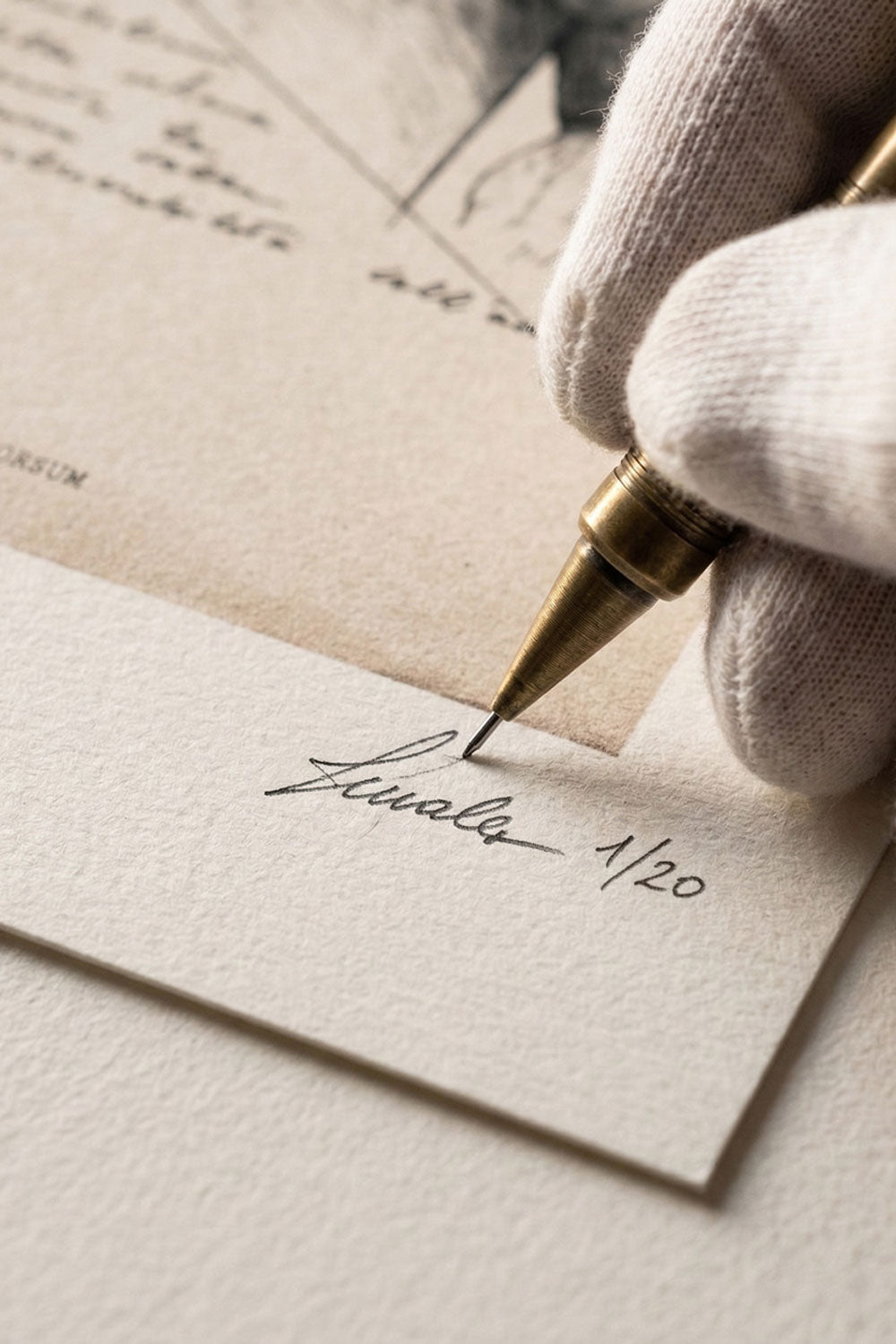 Ink detail Dorsum - handwritten signature and numbering detail, illustration on paper | Lorenzo Caia