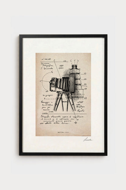 Ink illustration Machina Lucis on ivory background - archival fine art print | Lorenzo Caia