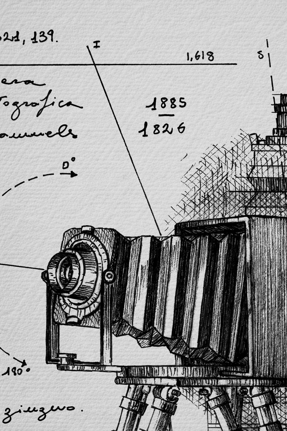 Machina Lucis ink detail - close-up of the line work on white background | Lorenzo Caia