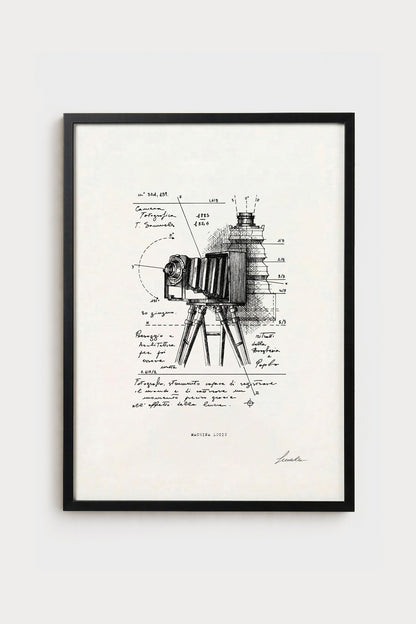 Ink illustration Machina Lucis - fine art print on white background, mechanics and light | Lorenzo Caia