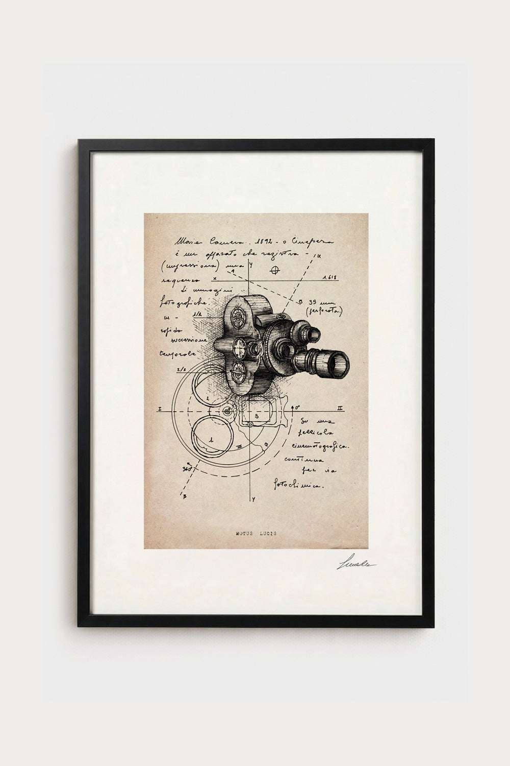 Ink illustration Motus Lucis on ivory background - archival fine art print | Lorenzo Caia