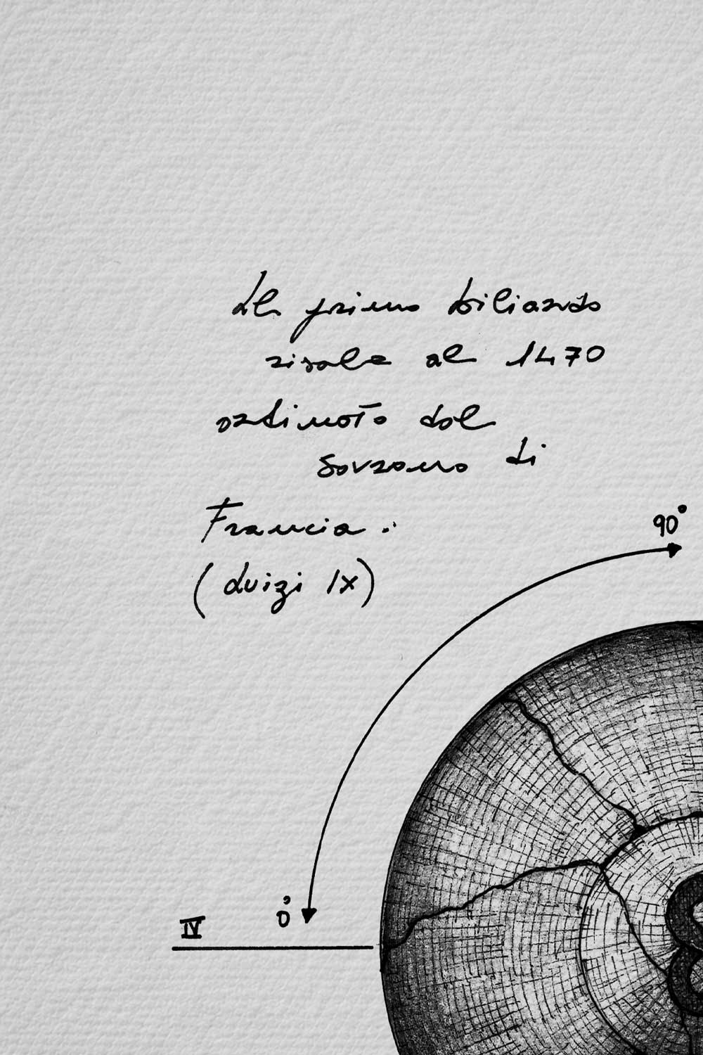 Ink detail of Sphaera Fati - line precision and white paper texture | Lorenzo Caia
