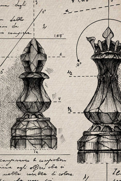 Ink detail Studium Scaccorum - fine cross hatching on vintage ivory background paper | Lorenzo Caia