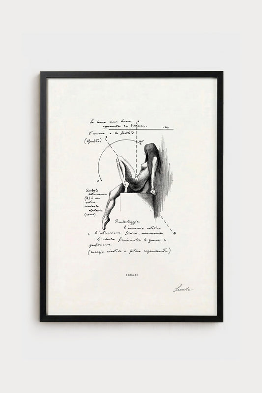 Ink illustration Veneris - fine art print on white background, female figure and mythology | Lorenzo Caia