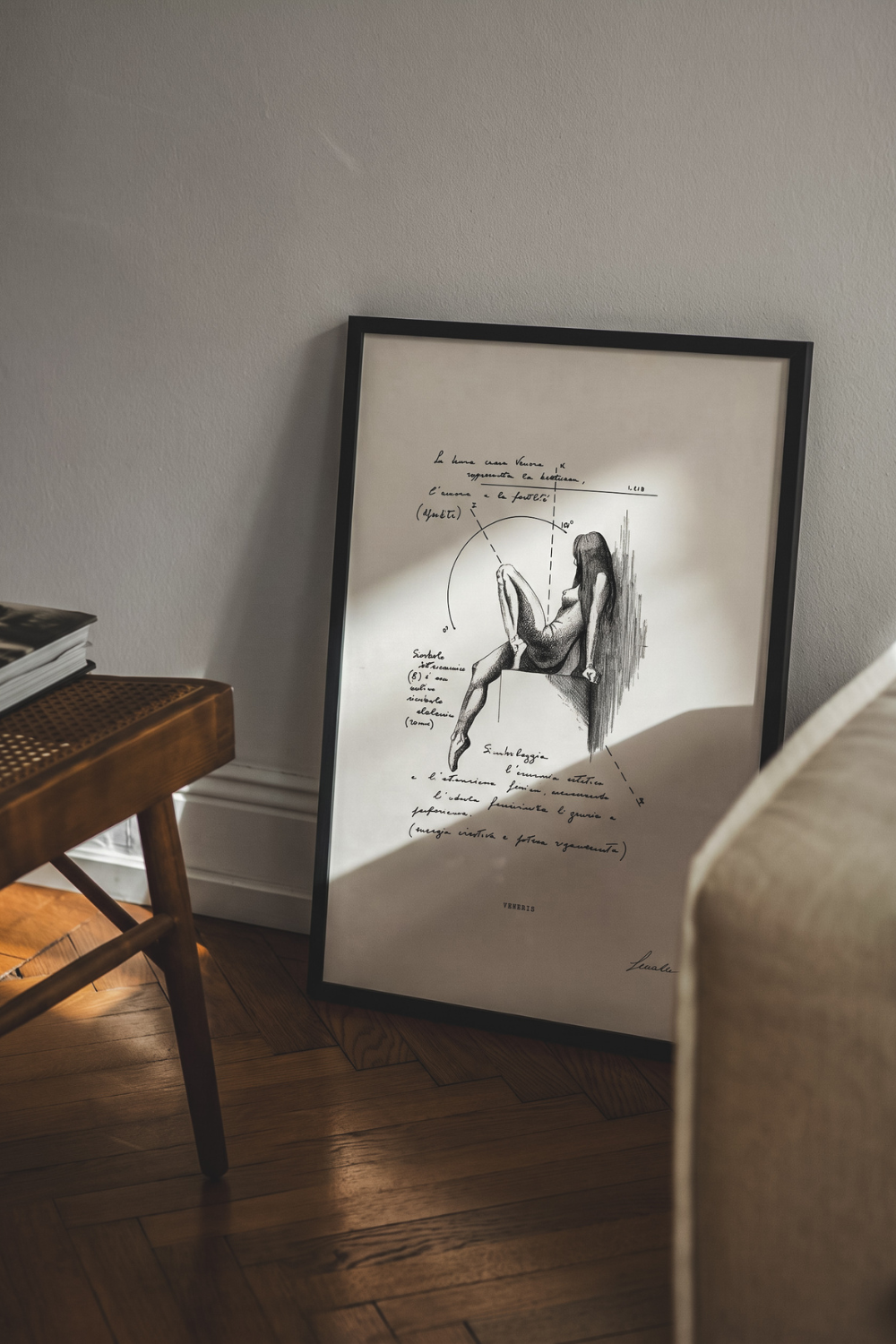 Framed print Veneris resting on parquet floor - fine art wall art | Lorenzo Caia